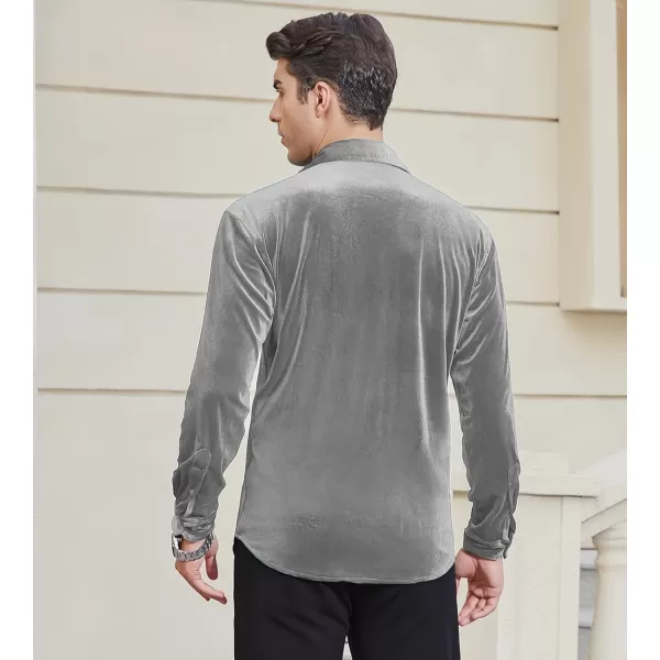 Alex Vando Mens Velvet Shirts Regular Fit Long Sleeve Soft Stretch Casual Button Down Shirt