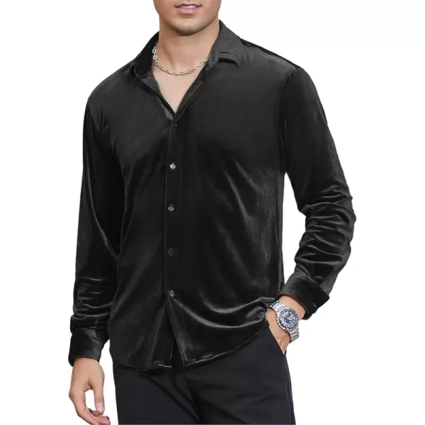 Alex Vando Mens Velvet Shirts Regular Fit Long Sleeve Soft Stretch Casual Button Down Shirt
