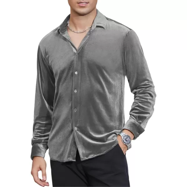 Alex Vando Mens Velvet Shirts Regular Fit Long Sleeve Soft Stretch Casual Button Down Shirt
