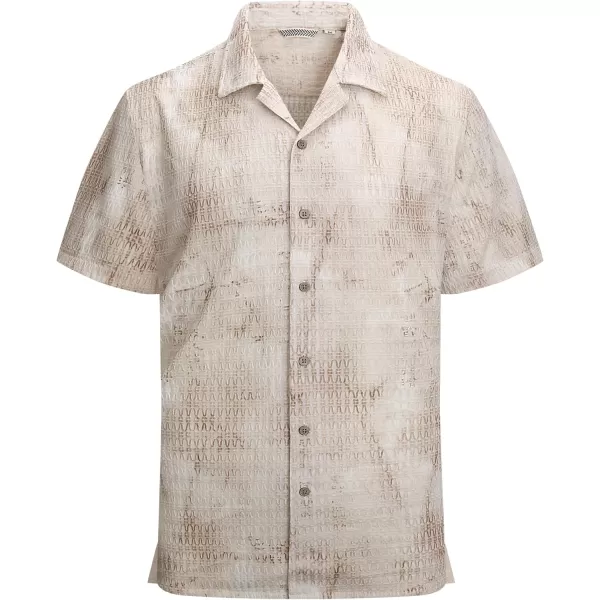 Alex Vando Mens Camp Collar Shirt Seerscuker Casual Short Sleeve Printed Shirts for Men