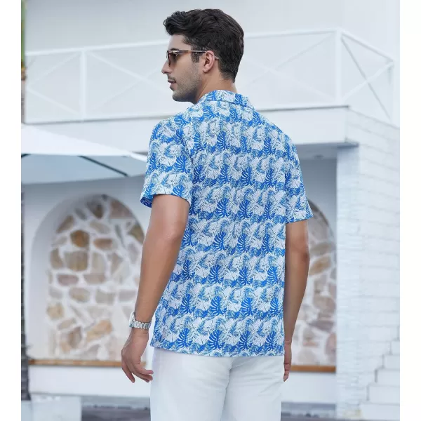 Alex Vando Mens Camp Collar Shirt Seerscuker Casual Short Sleeve Printed Shirts for Men