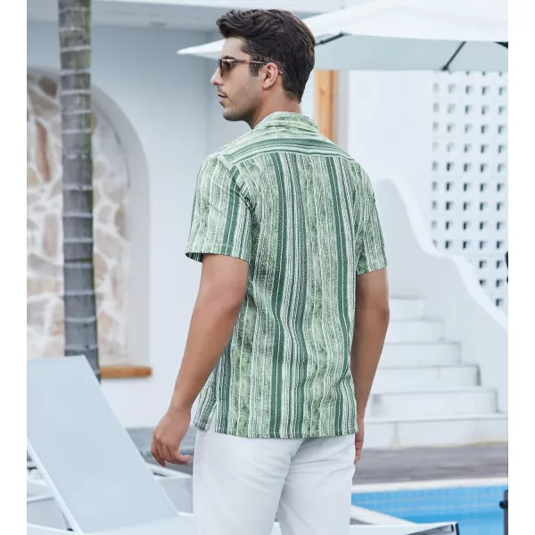 Alex Vando Mens Camp Collar Shirt Seerscuker Casual Short Sleeve Printed Shirts for Men