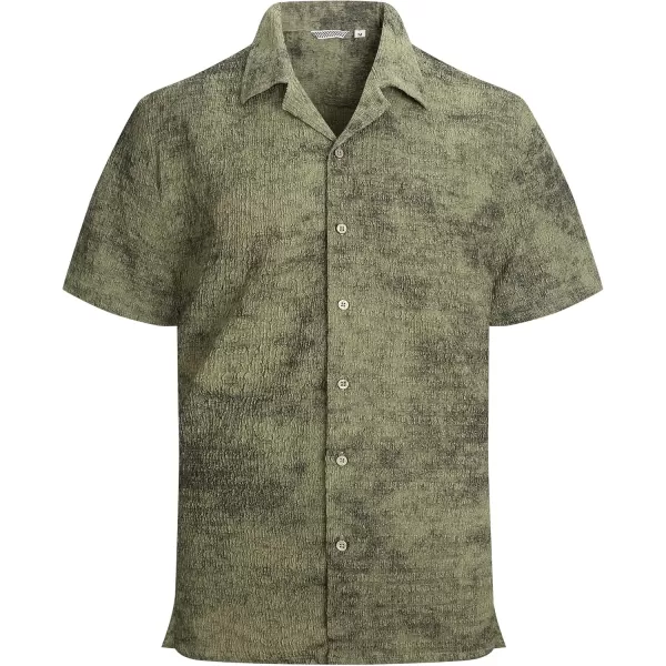 Alex Vando Mens Camp Collar Shirt Seerscuker Casual Short Sleeve Printed Shirts for Men