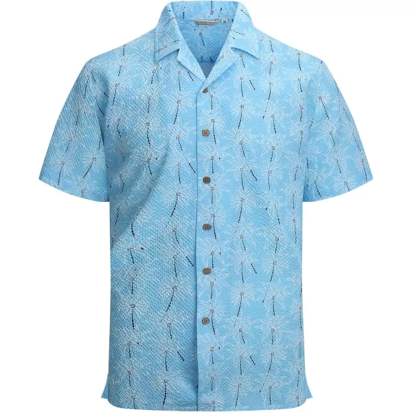 Alex Vando Mens Camp Collar Shirt Seerscuker Casual Short Sleeve Printed Shirts for Men