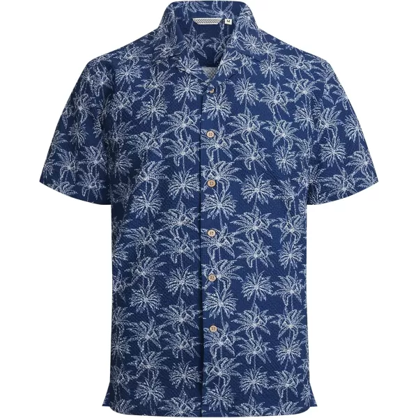 Alex Vando Mens Camp Collar Shirt Seerscuker Casual Short Sleeve Printed Shirts for Men
