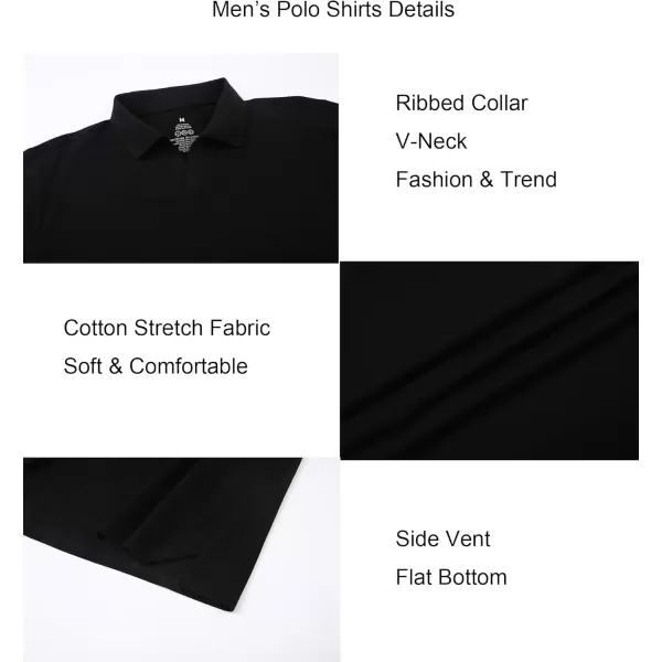 Alex Vando Mens Cotton Polo Shirts V-Neck Short Sleeve Casual Shirts for Men