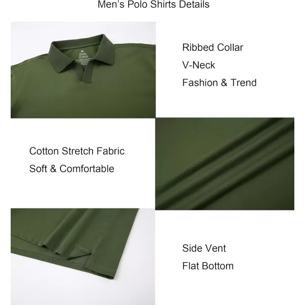 Alex Vando Mens Cotton Polo Shirts V-Neck Short Sleeve Casual Shirts for Men