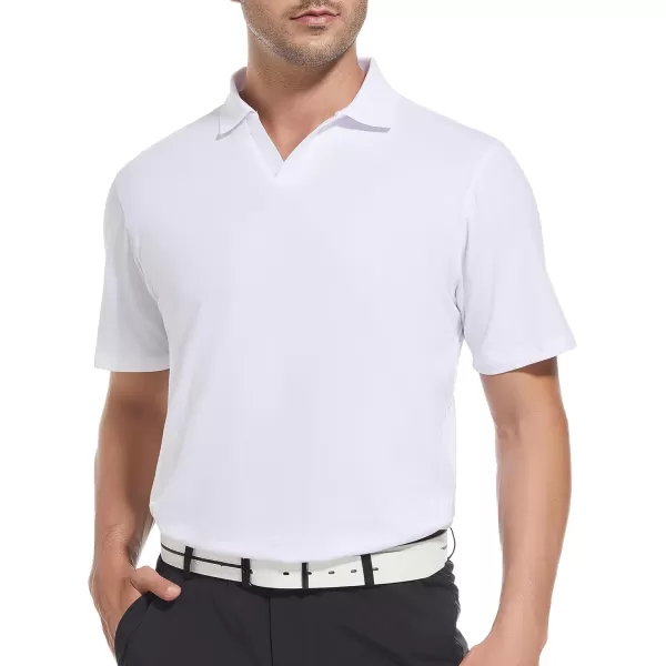 Alex Vando Mens Cotton Polo Shirts V-Neck Short Sleeve Casual Shirts for Men