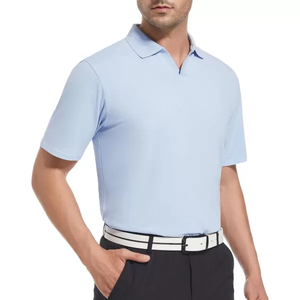 Alex Vando Mens Cotton Polo Shirts V-Neck Short Sleeve Casual Shirts for Men