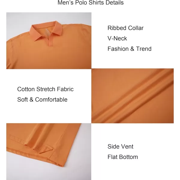 Alex Vando Mens Cotton Polo Shirts V-Neck Short Sleeve Casual Shirts for Men
