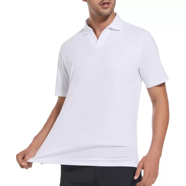 Alex Vando Mens Cotton Polo Shirts V-Neck Short Sleeve Casual Shirts for Men
