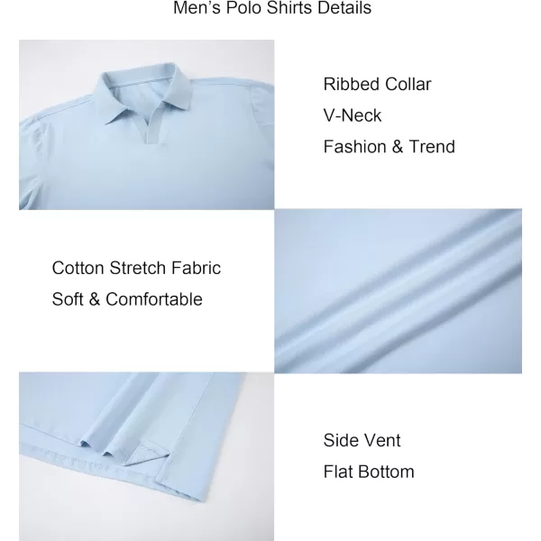 Alex Vando Mens Cotton Polo Shirts V-Neck Short Sleeve Casual Shirts for Men