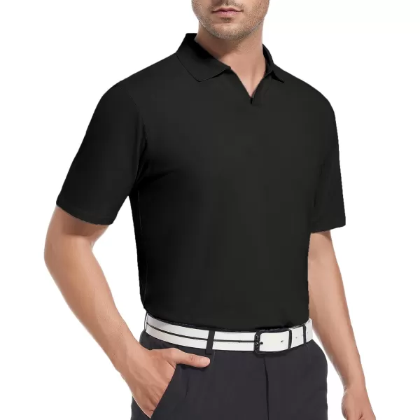 Alex Vando Mens Cotton Polo Shirts V-Neck Short Sleeve Casual Shirts for Men