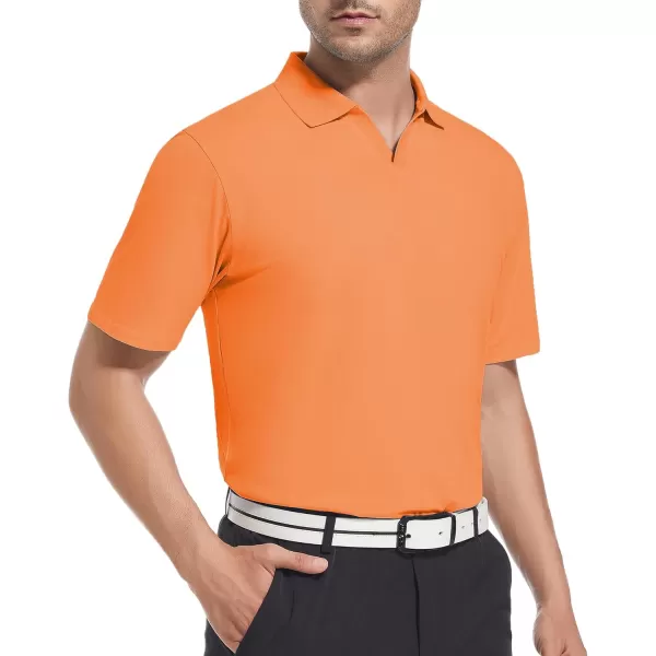 Alex Vando Mens Cotton Polo Shirts V-Neck Short Sleeve Casual Shirts for Men