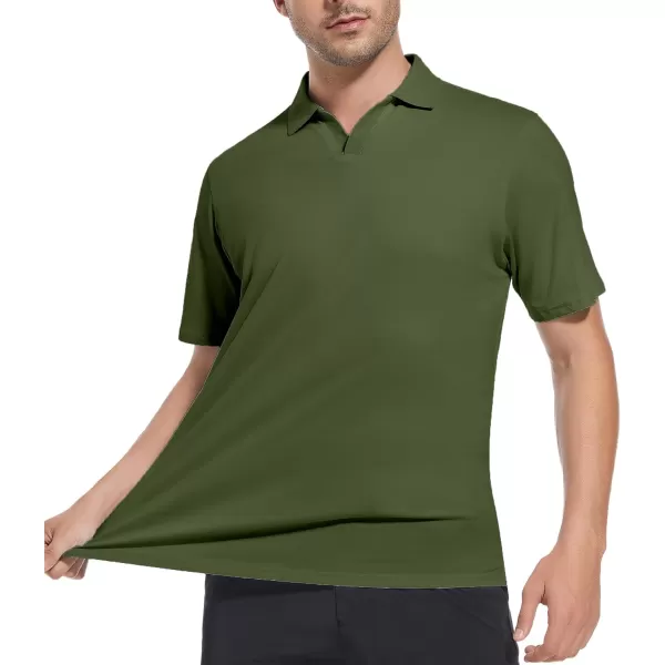 Alex Vando Mens Cotton Polo Shirts V-Neck Short Sleeve Casual Shirts for Men