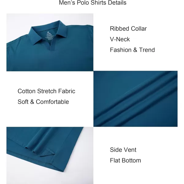 Alex Vando Mens Cotton Polo Shirts V-Neck Short Sleeve Casual Shirts for Men