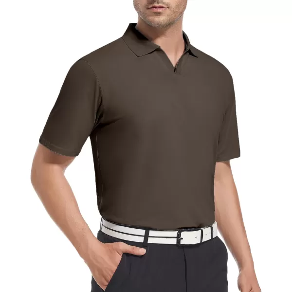 Alex Vando Mens Cotton Polo Shirts V-Neck Short Sleeve Casual Shirts for Men