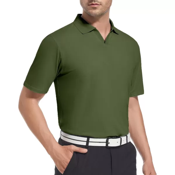 Alex Vando Mens Cotton Polo Shirts V-Neck Short Sleeve Casual Shirts for Men