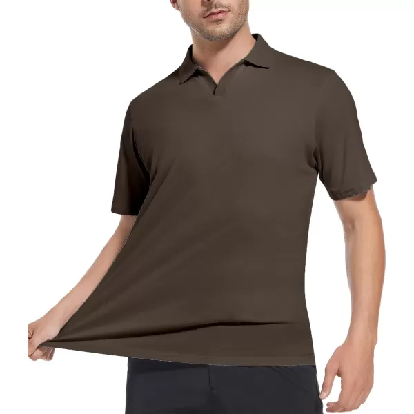 Alex Vando Mens Cotton Polo Shirts V-Neck Short Sleeve Casual Shirts for Men