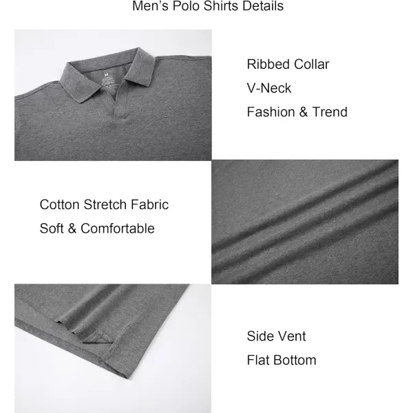 Alex Vando Mens Cotton Polo Shirts V-Neck Short Sleeve Casual Shirts for Men