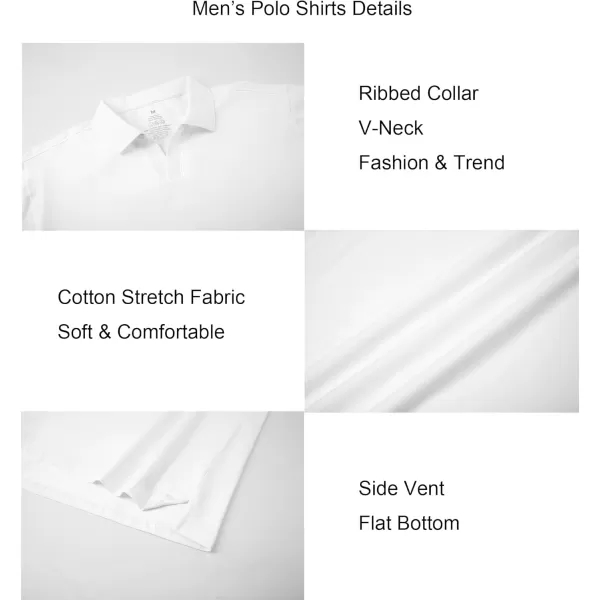 Alex Vando Mens Cotton Polo Shirts V-Neck Short Sleeve Casual Shirts for Men