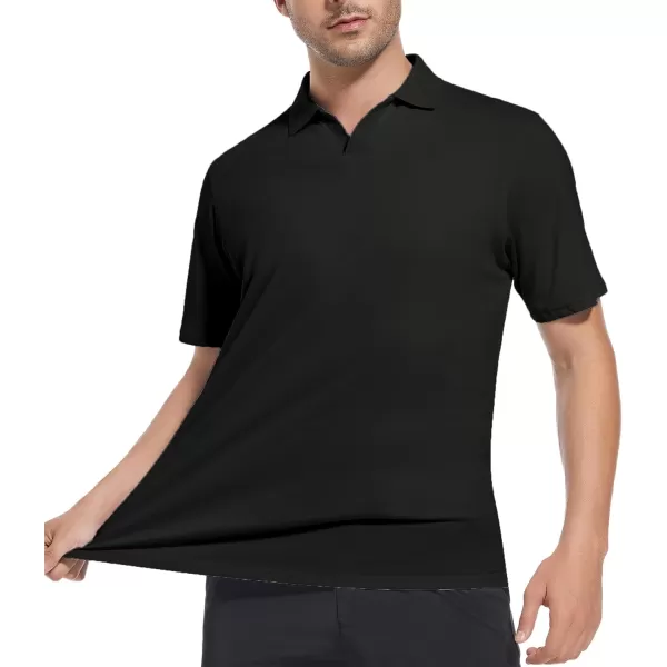 Alex Vando Mens Cotton Polo Shirts V-Neck Short Sleeve Casual Shirts for Men