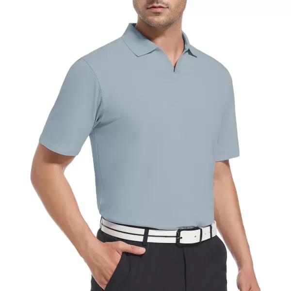 Alex Vando Mens Cotton Polo Shirts V-Neck Short Sleeve Casual Shirts for Men