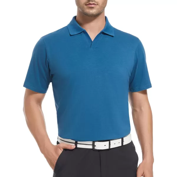 Alex Vando Mens Cotton Polo Shirts V-Neck Short Sleeve Casual Shirts for Men