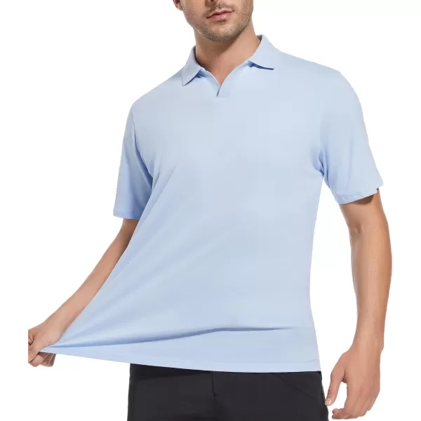 Alex Vando Mens Cotton Polo Shirts V-Neck Short Sleeve Casual Shirts for Men