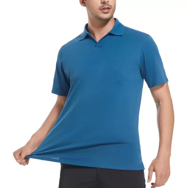 Alex Vando Mens Cotton Polo Shirts V-Neck Short Sleeve Casual Shirts for Men