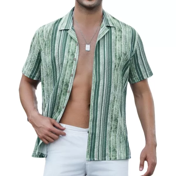 Alex Vando Mens Camp Collar Shirt Seerscuker Casual Short Sleeve Printed Shirts for Men
