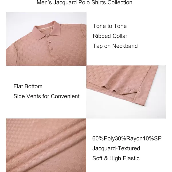 Alex Vando Mens Jacquard Polo Shirt Wrinkle Free Short Sleeve Rib Collar Polo Shirts for Men