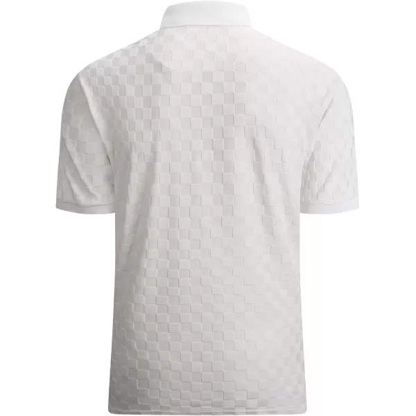 Alex Vando Mens Jacquard Polo Shirt Wrinkle Free Short Sleeve Rib Collar Polo Shirts for Men