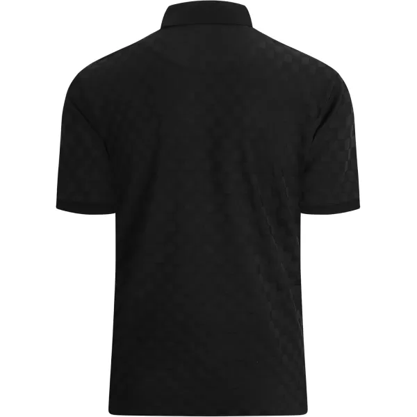 Alex Vando Mens Jacquard Polo Shirt Wrinkle Free Short Sleeve Rib Collar Polo Shirts for Men
