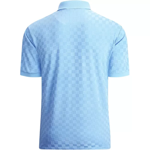 Alex Vando Mens Jacquard Polo Shirt Wrinkle Free Short Sleeve Rib Collar Polo Shirts for Men