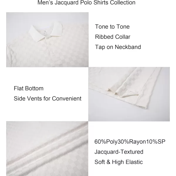 Alex Vando Mens Jacquard Polo Shirt Wrinkle Free Short Sleeve Rib Collar Polo Shirts for Men