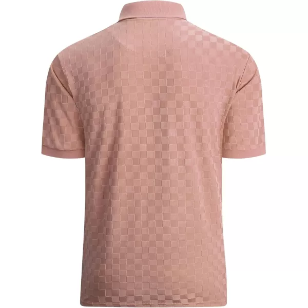 Alex Vando Mens Jacquard Polo Shirt Wrinkle Free Short Sleeve Rib Collar Polo Shirts for Men