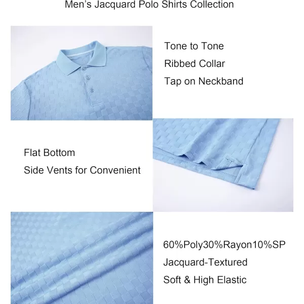 Alex Vando Mens Jacquard Polo Shirt Wrinkle Free Short Sleeve Rib Collar Polo Shirts for Men