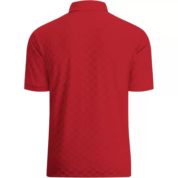 Alex Vando Mens Jacquard Polo Shirt Wrinkle Free Short Sleeve Rib Collar Polo Shirts for Men