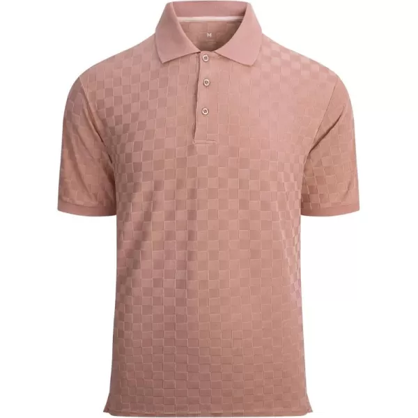 Alex Vando Mens Jacquard Polo Shirt Wrinkle Free Short Sleeve Rib Collar Polo Shirts for Men
