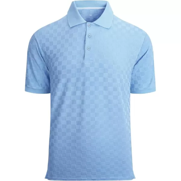 Alex Vando Mens Jacquard Polo Shirt Wrinkle Free Short Sleeve Rib Collar Polo Shirts for Men