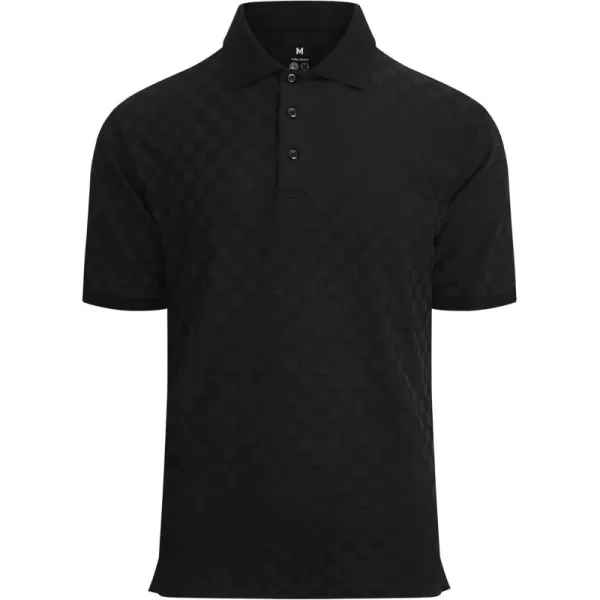 Alex Vando Mens Jacquard Polo Shirt Wrinkle Free Short Sleeve Rib Collar Polo Shirts for Men