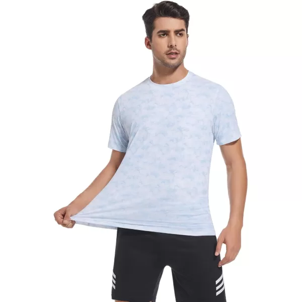 Alex Vando Mens Tie-Dye Printed 4-Way Stretch T-Shirts Short Sleeve Casual Shirt for Men
