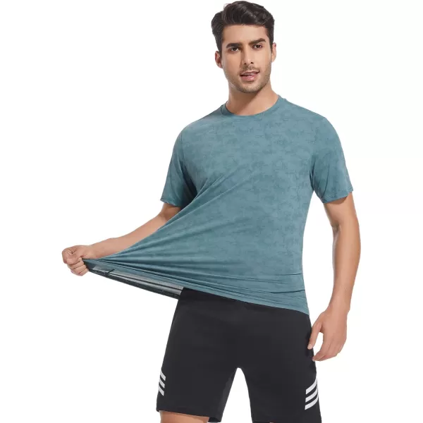 Alex Vando Mens Tie-Dye Printed 4-Way Stretch T-Shirts Short Sleeve Casual Shirt for Men