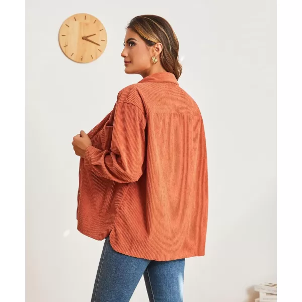 Alex Vando Womens Corduroy Shirts Flatter and Soft Button Down Shirts for WomenBurnt Orange