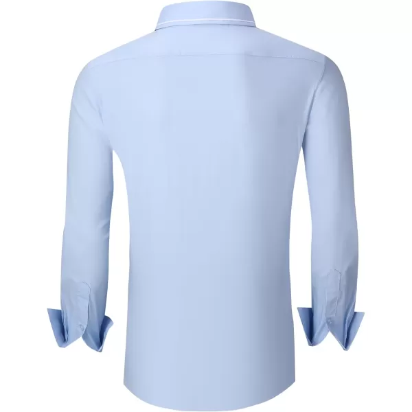 imageAlex Vando Mens Cotton Dress Shirt Hidden Placket Long Sleeve Business Casual ShirtBlue