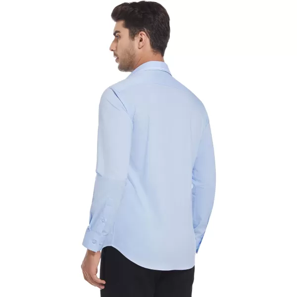 imageAlex Vando Mens Cotton Dress Shirt Hidden Placket Long Sleeve Business Casual ShirtBlue