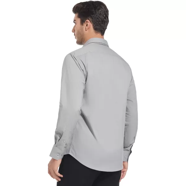 imageAlex Vando Mens Cotton Dress Shirt Hidden Placket Long Sleeve Business Casual ShirtGrey