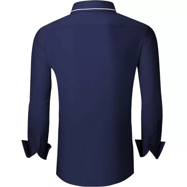 imageAlex Vando Mens Cotton Dress Shirt Hidden Placket Long Sleeve Business Casual ShirtNavy