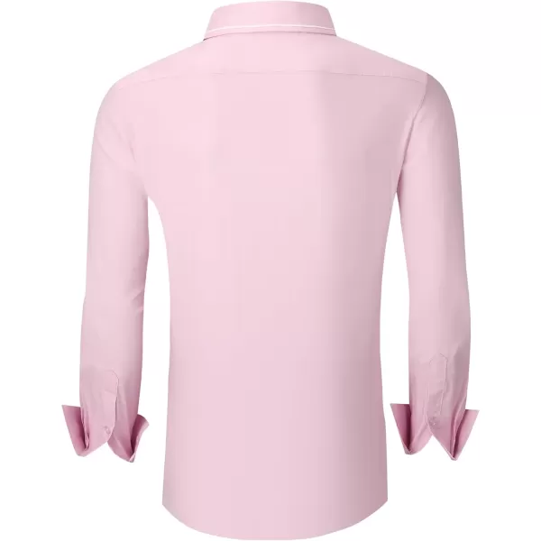imageAlex Vando Mens Cotton Dress Shirt Hidden Placket Long Sleeve Business Casual ShirtPink